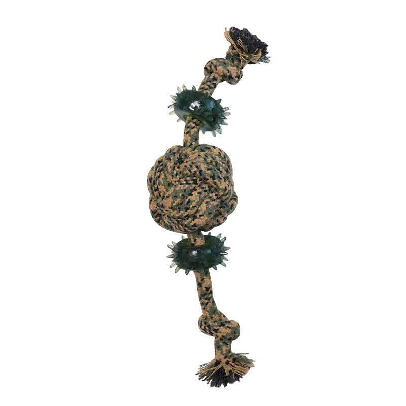 Dog Toy Camouflage Cotton Rope Ball For Teething Durable And Tooth-Cleaning