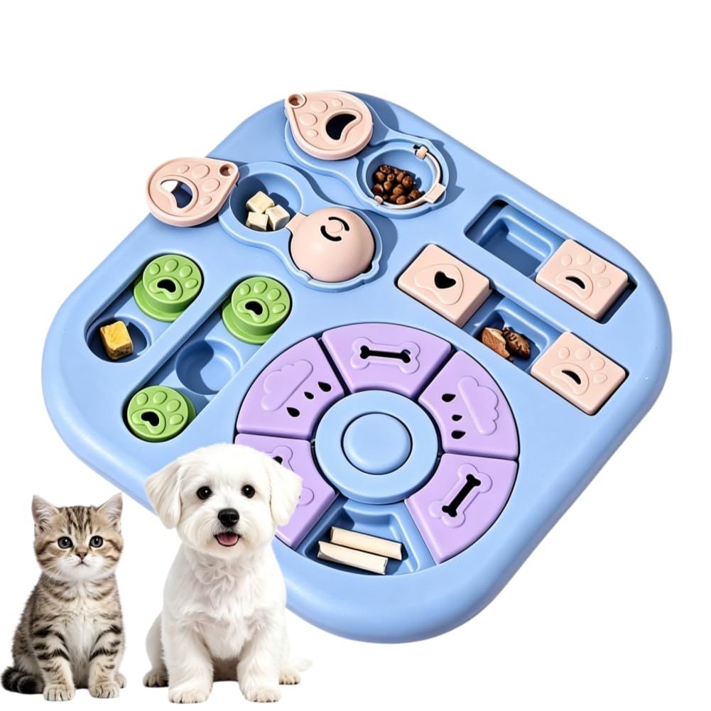 Interactive Cat Puzzle Toy, Maze Slow Feeder,  Cat Treat Puzzle, ABS And PP Plastic, Non-slip Rubber Feet, Top-rack Dishwasher Care