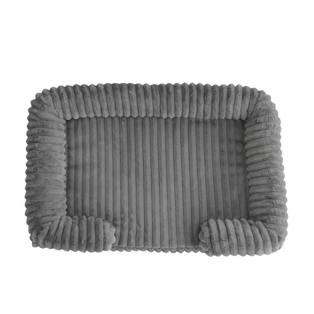 Bolster Dog Bed,Washable Thick Striped Plush Calming Dog Sofa Bed, Non-Slip Indoor Joint Relief Pet Bed For Small, Medium, And Large Breeds