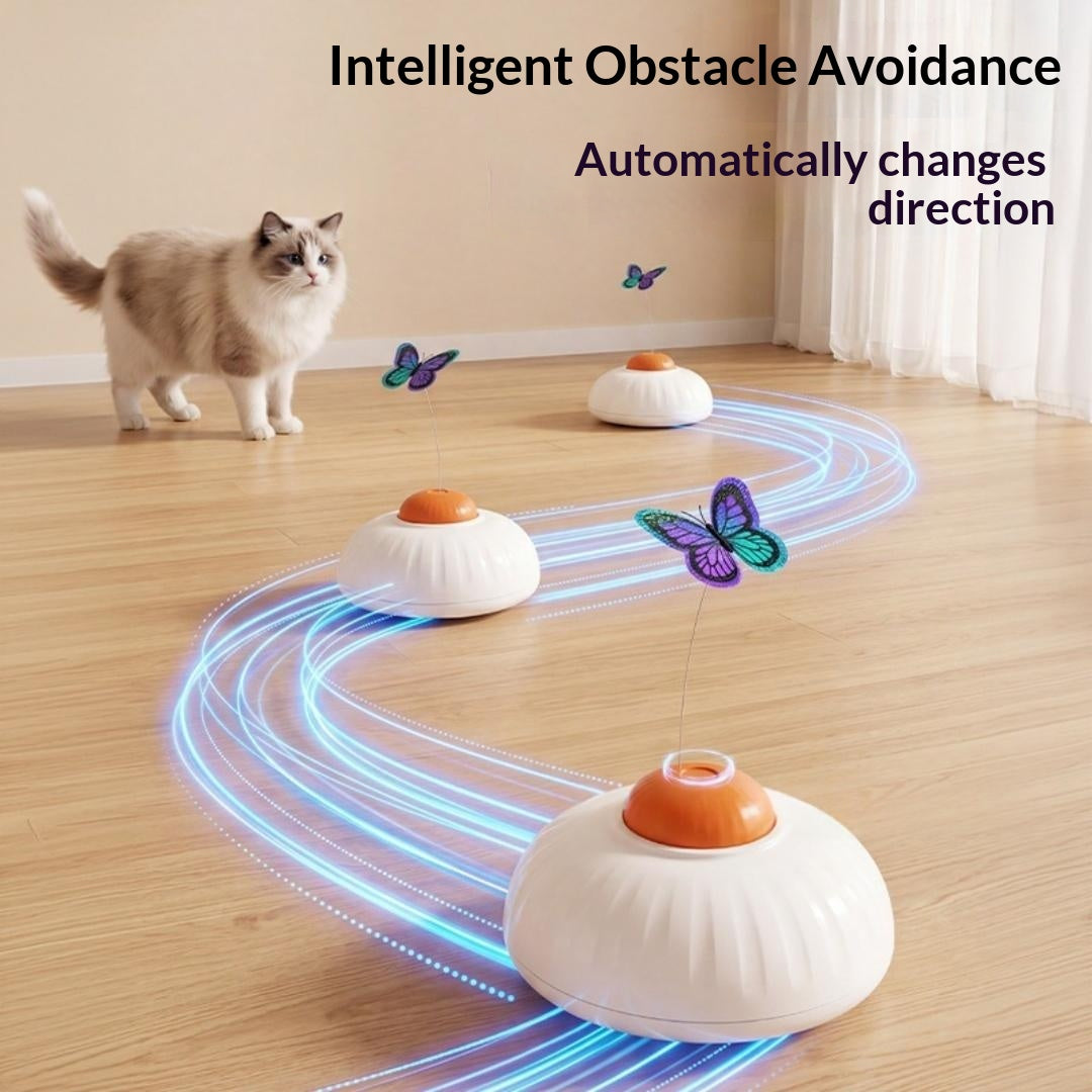 Electric Interactive Butterfly Cat Wand Toy, Auto-Sensing Self-Play Pet Toy.