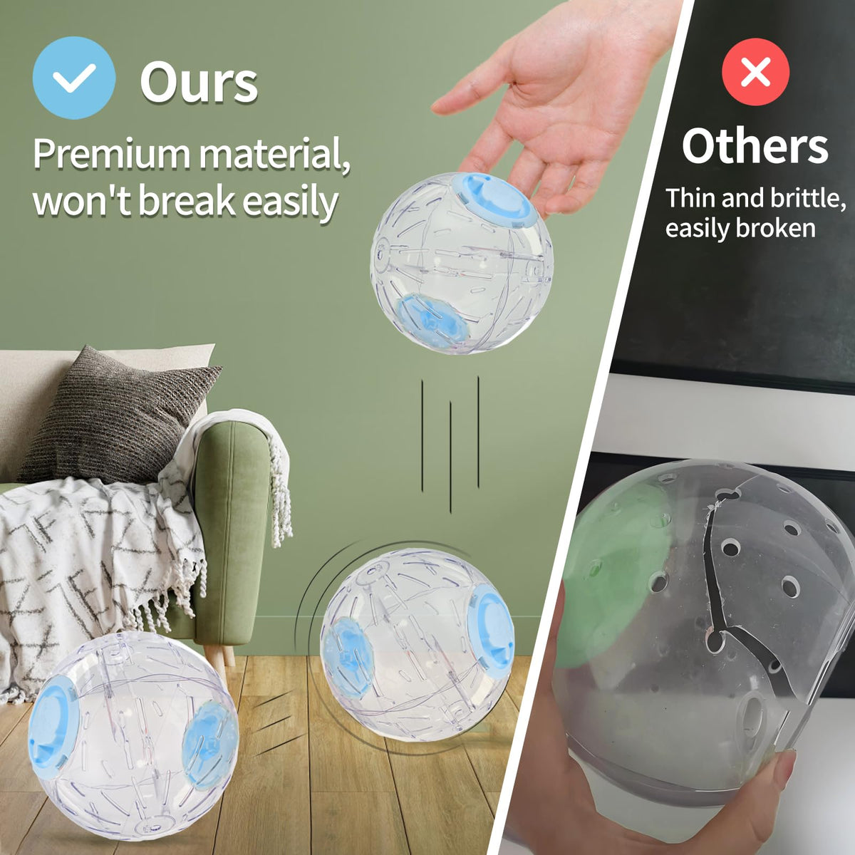 7.9 Inch Hamster Ball, Running Ball Toy, Transparent, Breathable, Reduce Stress, Promote Exercise Health, Easy To Clean, Hamster Accessory, For Syrian  Hamster, Gerbils, Mice, Small Pets