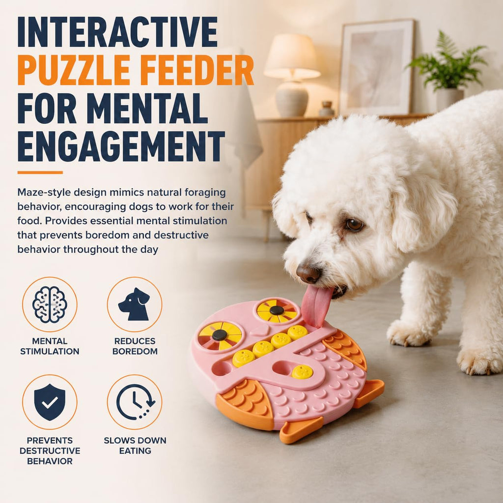 Slow Feeder Dog Bowl & Lick Mat, Interactive Puzzle Toy  Fast Eaters, Treat Dispensing, Non-Slip Base, Small, Medium, Large Dogs,Sound Toy