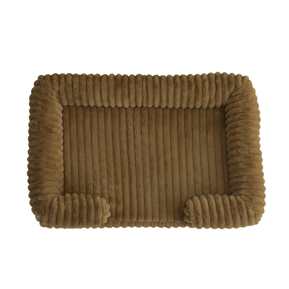 Bolster Dog Bed,Washable Thick Striped Plush Calming Dog Sofa Bed, Non-Slip Indoor Joint Relief Pet Bed For Small, Medium, And Large Breeds