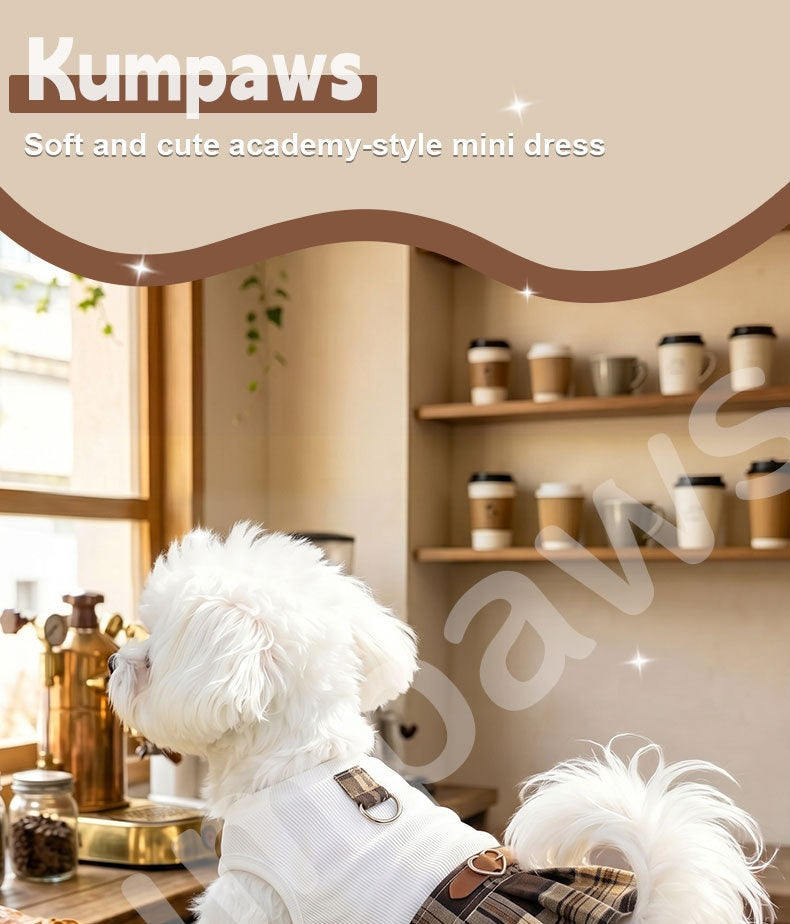 Plaid Pleated Preppy Pet Dog Dress.