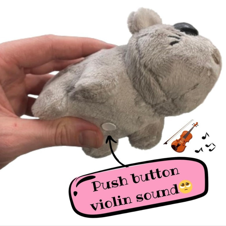 Sad Hamster Shape Plush Toy Built-in Button Violin Sound