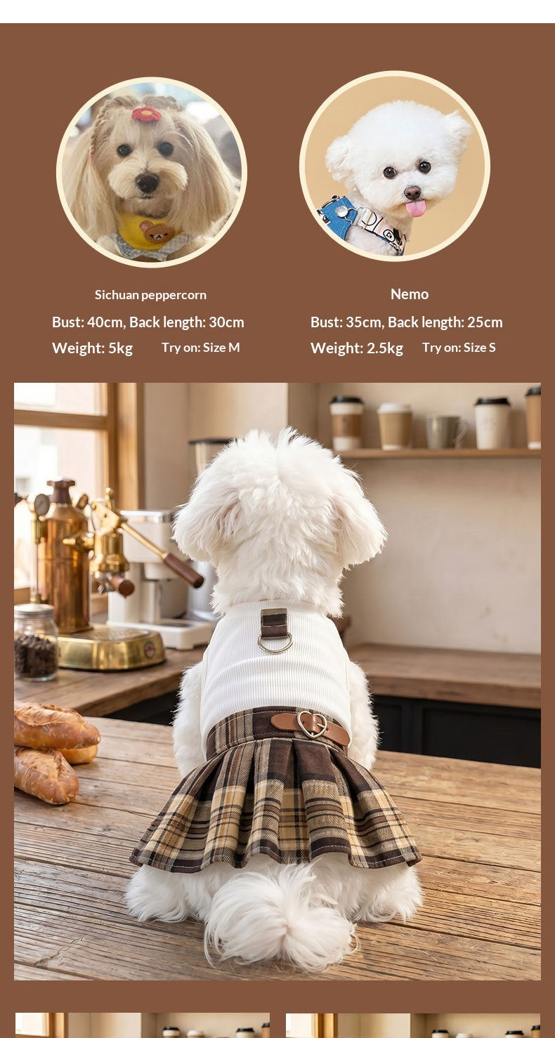 Plaid Pleated Preppy Pet Dog Dress.