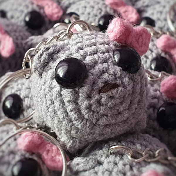 Cartoon Sad Hamster Crocheted Doll Keychain