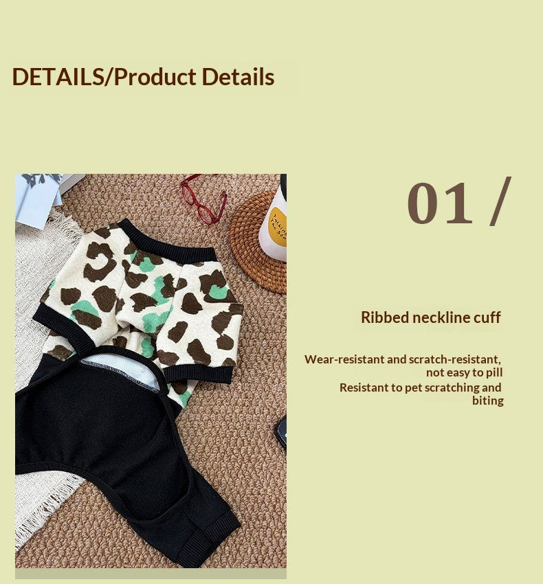 Thickened Four-Leg Full-Body Winter Warm Leopard Print Dog Jumpsuit