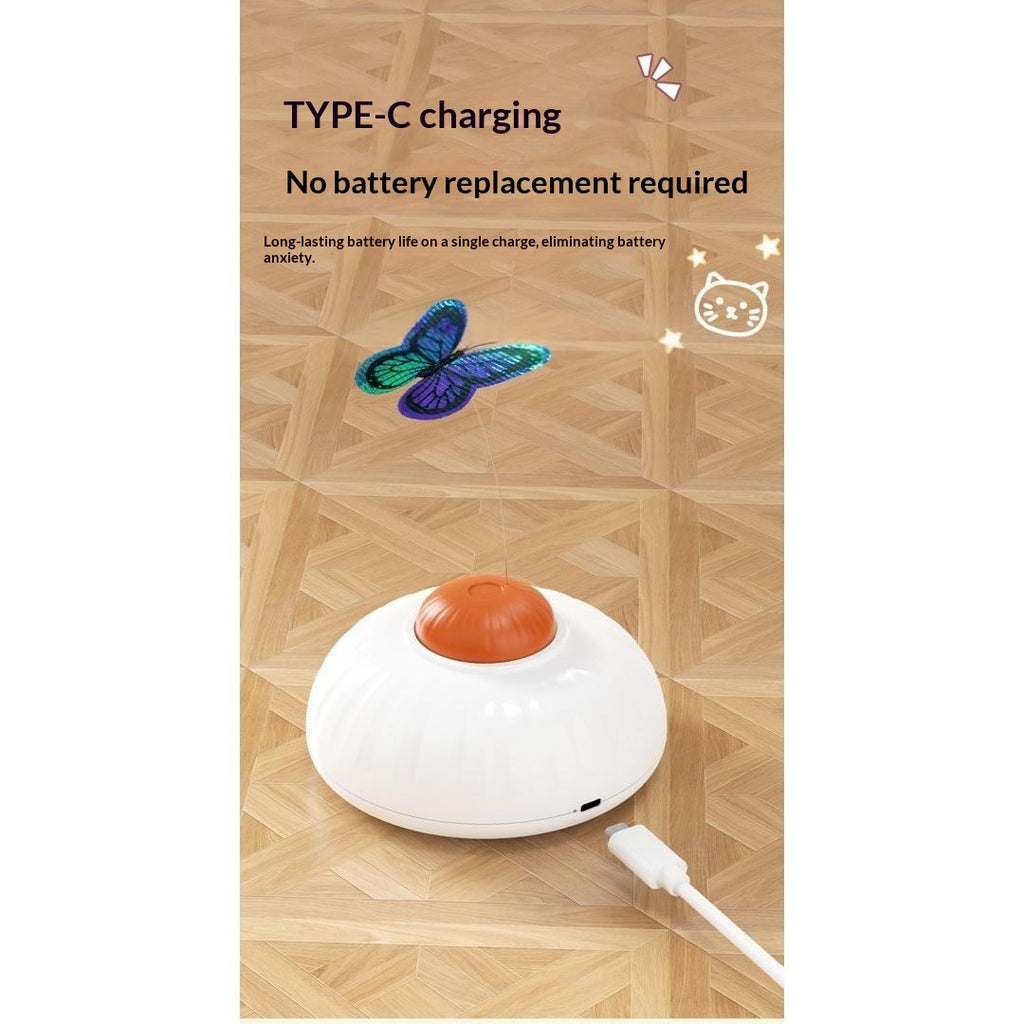 Electric Interactive Butterfly Cat Wand Toy, Auto-Sensing Self-Play Pet Toy.