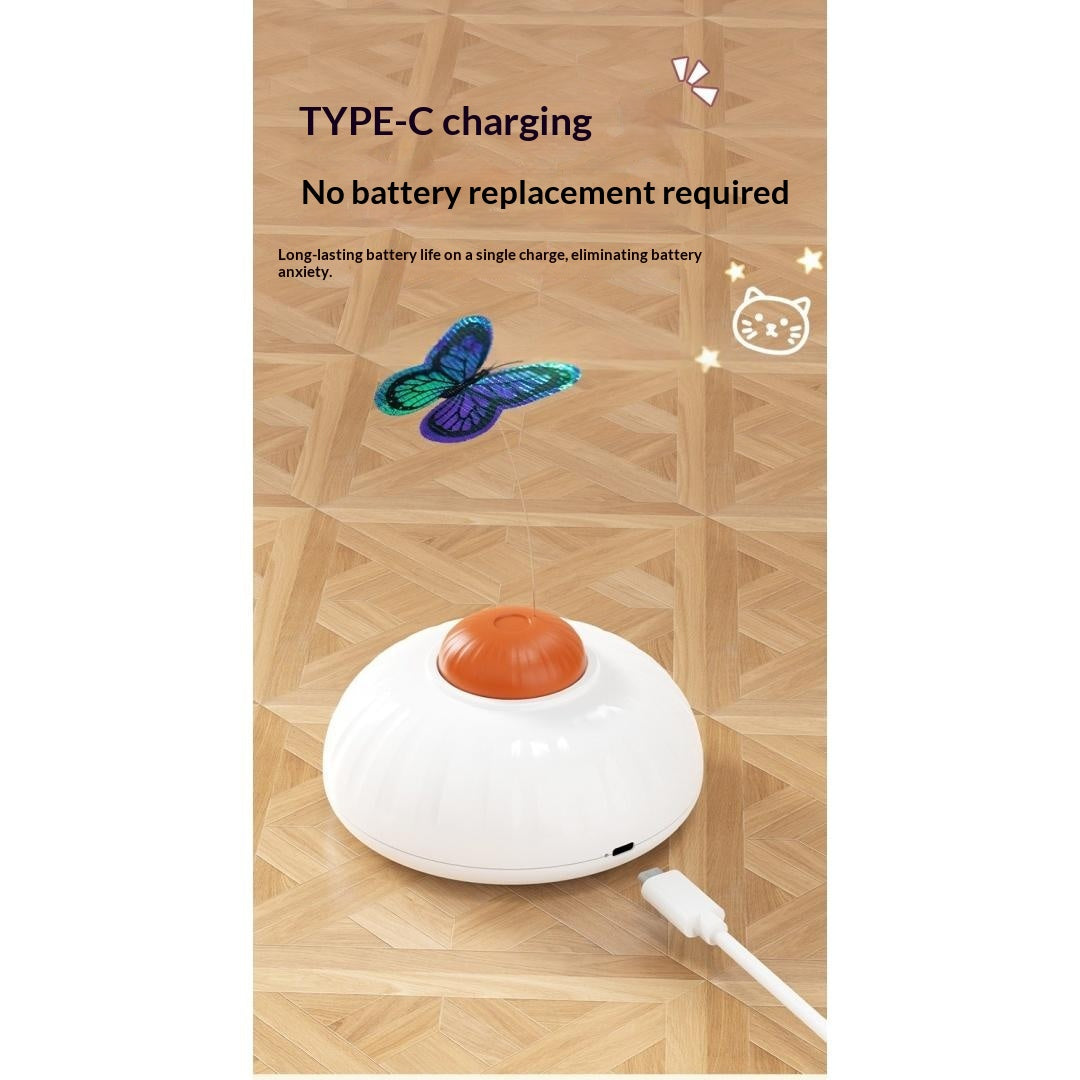 Electric Interactive Butterfly Cat Wand Toy, Auto-Sensing Self-Play Pet Toy.