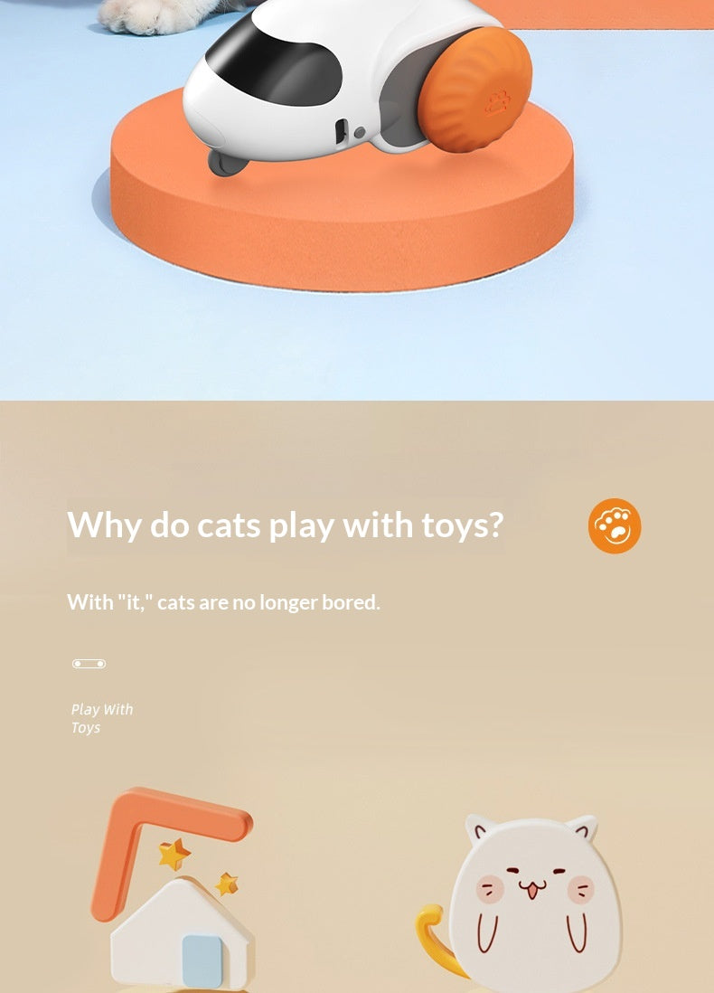 Electric Smart Racing Car Cat Toy With Simulation Mouse, Silent & Durable.