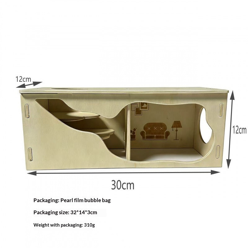Wooden Gold-flecked Hamster Detachable Observation And Hideaway Playhouse