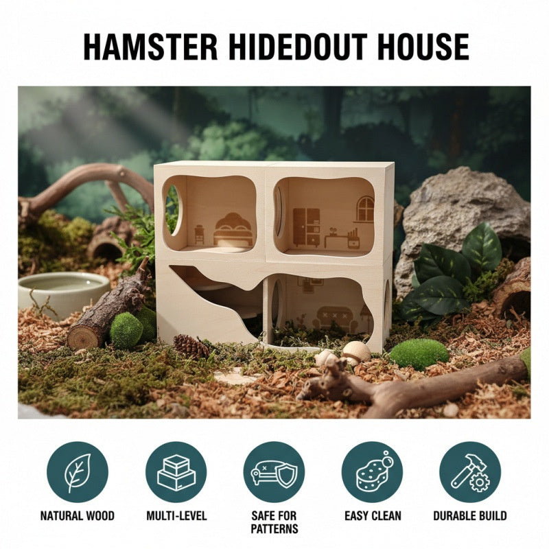 Wooden Gold-flecked Hamster Detachable Observation And Hideaway Playhouse