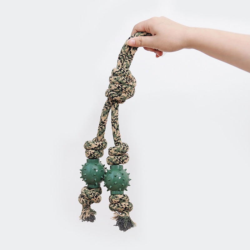 Dog Toy Camouflage Cotton Rope Ball For Teething Durable And Tooth-Cleaning
