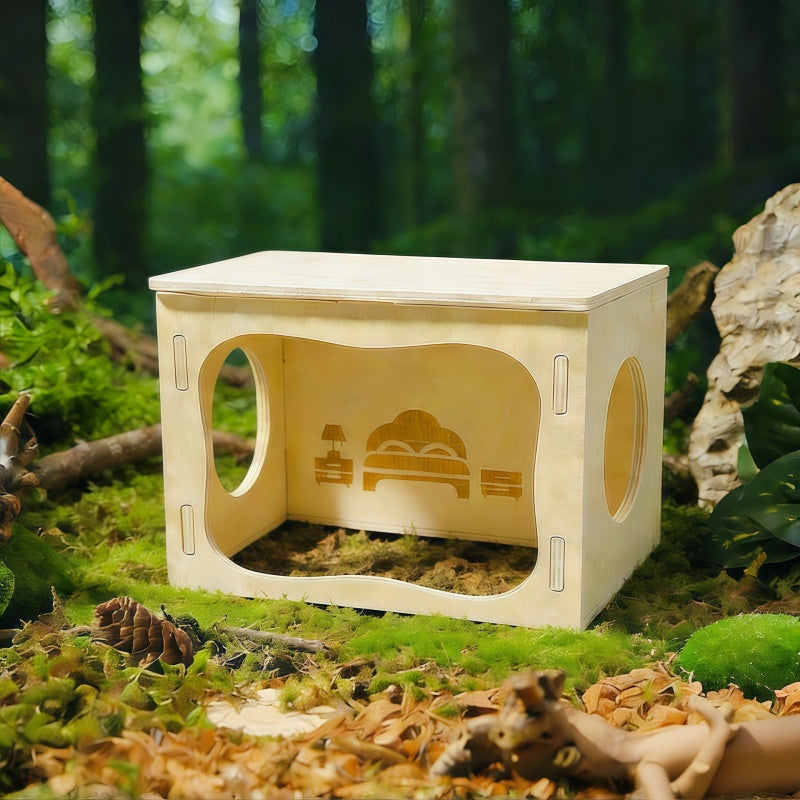 Wooden Gold-flecked Hamster Detachable Observation And Hideaway Playhouse