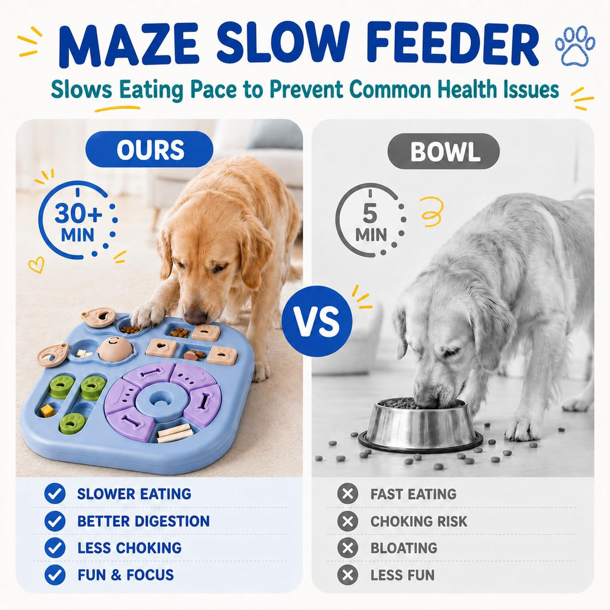 Interactive Cat Puzzle Toy, Maze Slow Feeder,  Cat Treat Puzzle, ABS And PP Plastic, Non-slip Rubber Feet, Top-rack Dishwasher Care