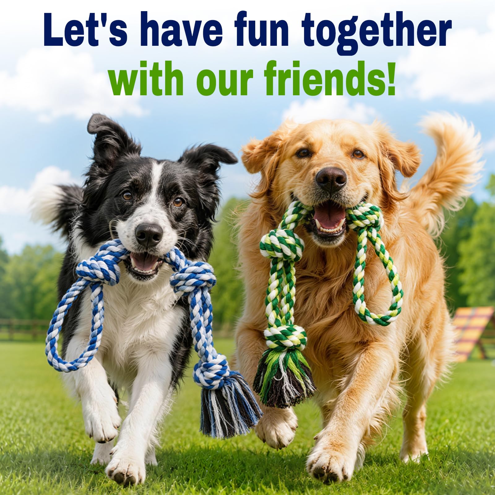 Dog Rope Toys For Aggressive Chewers, Tough Dog Chew Toys  Heavy Duty Tug Of War Dog Toys For Large Medium Dogs, 3 Knots Cotton Large Dental Rope Toys For Teeth Cleaning