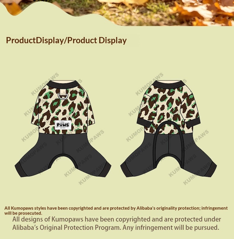 Thickened Four-Leg Full-Body Winter Warm Leopard Print Dog Jumpsuit