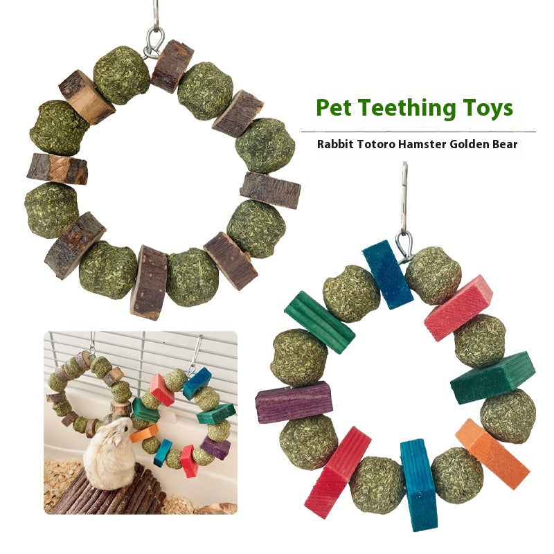 Hamster Toy Guinea Pig Rabbit Snack Totoro Molar Bite Toy Decorative Ring Straw Ball Applewood Molar Rod